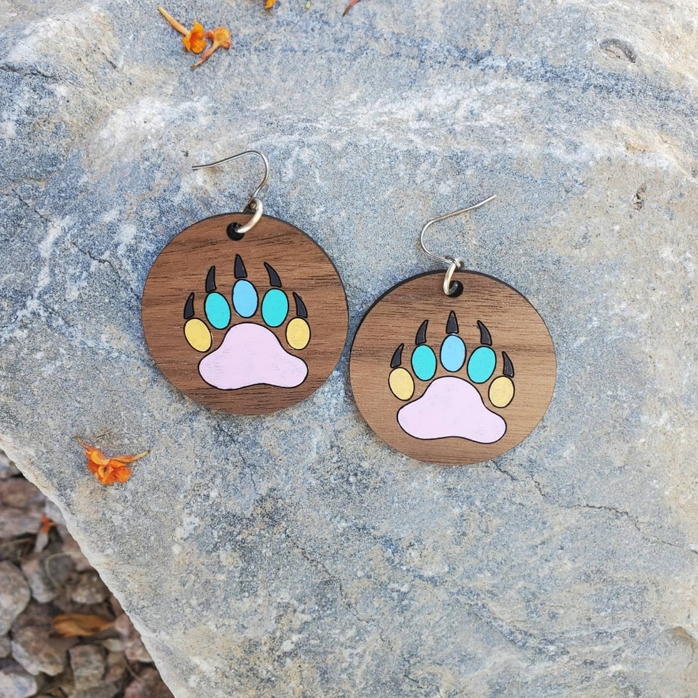 Hand painted Bear Claw Earrings
